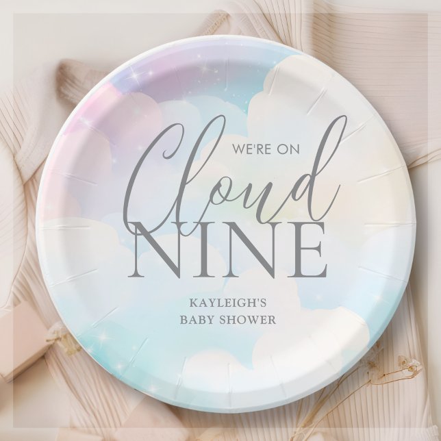 Prato De Papel Pastel estamos no Chá de fraldas Cloud Nine (Criador carregado)