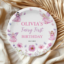 Prato De Papel Pastel Fairy Floral Magical Garden Birthday