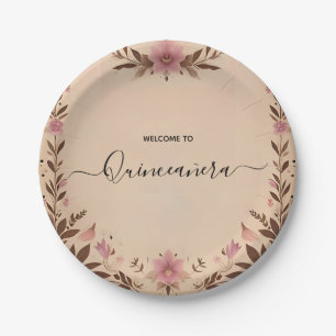 Prato De Papel Pastel Font Dusty Glam Rosa Dourado Quinceanera