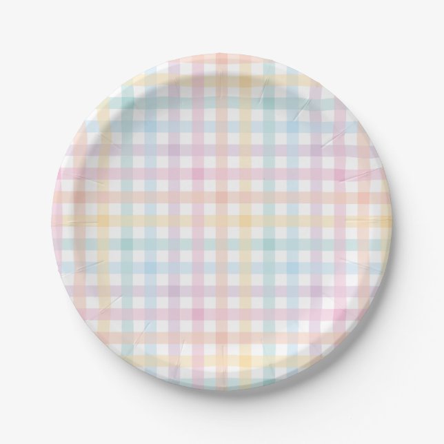 Prato De Papel Pastel Gingham Paper Plate (Frente)