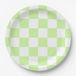 Prato De Papel Pastel Green Checkered Gingham Patterno