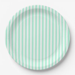 Prato De Papel Pastel Mint Green Stripes Verão