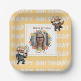 Prato De Papel Pastel Orange Psychology Birthday Photo Square Fra
