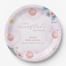 Pastel Pink Winter Snowflake Floral Baby Shower 