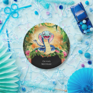 Prato De Papel Pastel Reptiles Cobra Birthday