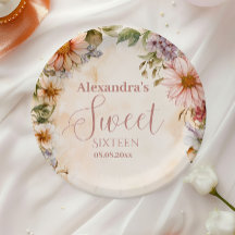Pastel Romântico de Flores Silvestres Sweet 16