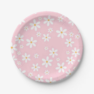 Prato De Papel Pastel Rosa Daisies Napkin