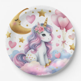 Prato De Papel Pastel Unicorn