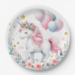Prato De Papel Pastel Unicorn