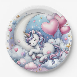 Prato De Papel Pastel Unicorn