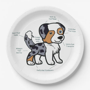 Prato De Papel Pastor Australiano Blue Merle Anatomia Divertida