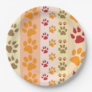 Prato De Papel Pata de animais em bruto imprime padrão em cores n
