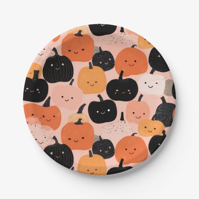 Prato De Papel Patch da abóbora do Halloween (Frente)