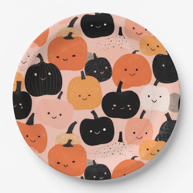 Prato De Papel Patch da abóbora do Halloween (Frente)