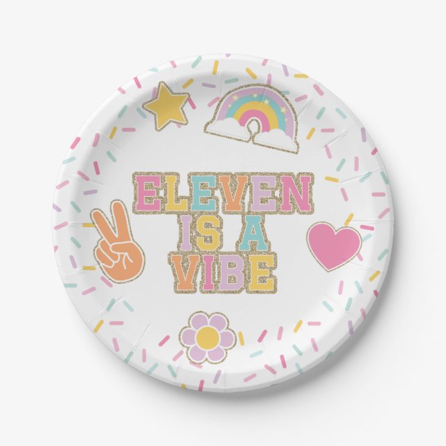 Prato De Papel Patch Preppy Eleven é um Estilo 11º Aniversário (Frente)