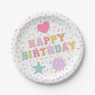 Prato De Papel Patch Preppy - Letra Birthday Paper Plates