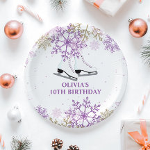 Patinação no Gelo Aniversário Floco de Neve Roxo e