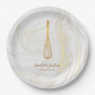 Prato De Papel Patisserie Marble Swirls da Padaria Dourada Whisk
