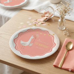 Prato De Papel pato bobo 1º aniversário personalizado