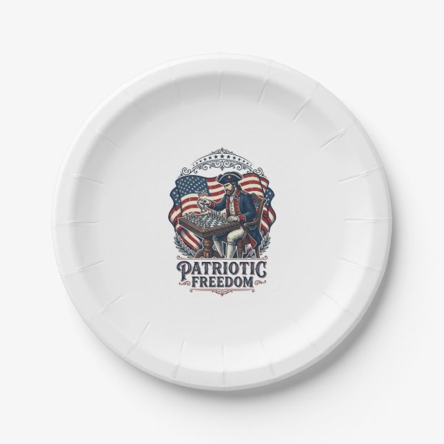 Prato De Papel Patriotic Chess Player Vector Graphic Tee (Frente)