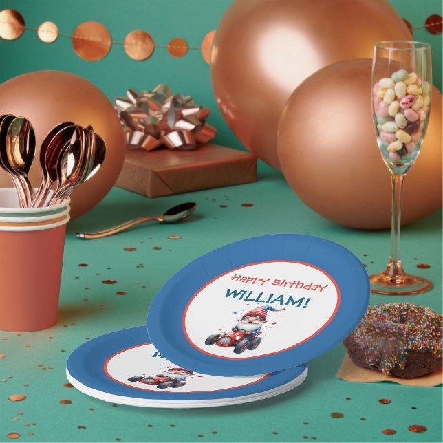 Prato De Papel Patriotic Gnome Red Car 5th Birthday (Múltiplo)