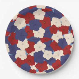 Prato De Papel Patriotic Petunias Paper Plates