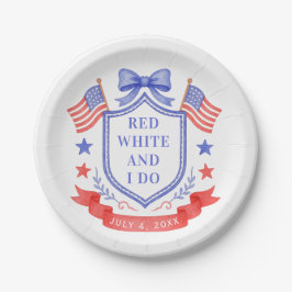 Prato De Papel Patriotic Red White & I Do Bridal Shower 