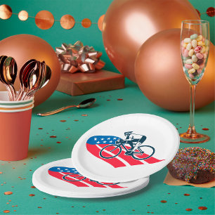 Prato De Papel Patriotic USA de ciclismo de bandeira americana em
