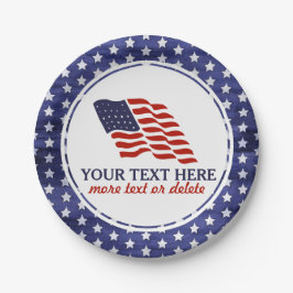 Prato De Papel Patriótico 4º de julho Personalizado de Bandeira A