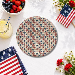 Prato De Papel Patriótico 4 de Julho, Estrelas Listras, Americana