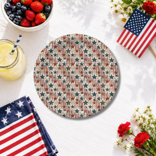Prato De Papel Patriótico 4 de Julho, Estrelas Listras, Americana