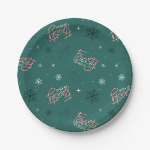 Prato De Papel Patterno de Neve Verde Snowman Frosty