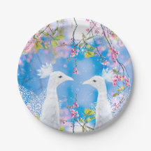 Pavão branco e sakura florescente / Amor romântico