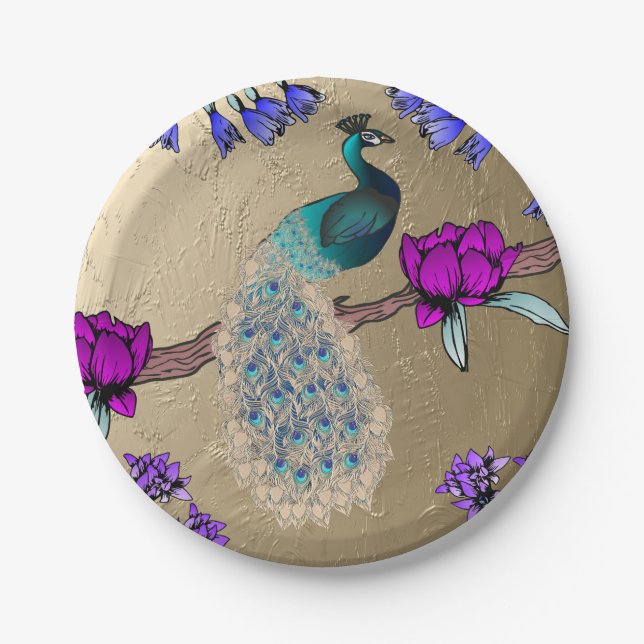 Prato De Papel Pavão Dourado (Frente)