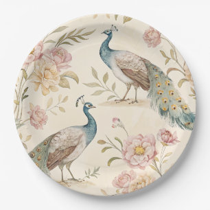 Prato De Papel Pavão Elegante Floral Vintage (10)
