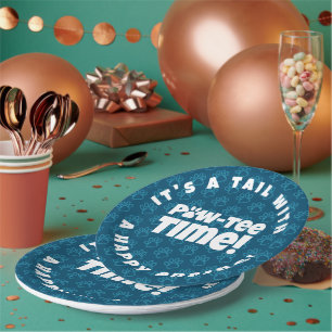 Prato De Papel Pawprint Azul Bonito Pet Adotion Paw-tee! Hora