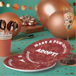 Prato De Papel Pawprint Vermelho Bonito Faz uma Diferença em Paw!