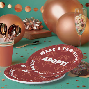 Prato De Papel Pawprint Vermelho Bonito Faz uma Diferença em Paw!