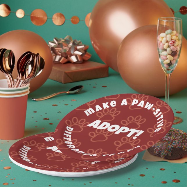 Prato De Papel Pawprint Vermelho Bonito Faz uma Diferença em Paw! (Múltiplo)