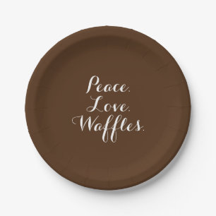 Prato De Papel Paz. Amor. Waffles.