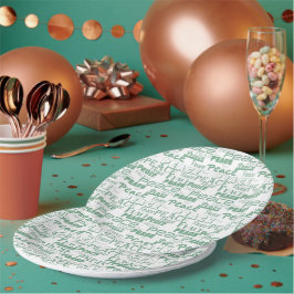 Prato De Papel Paz Inspiradora Verde Branco