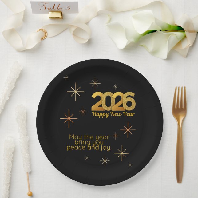 Prato De Papel Peace and Joy 2026 Paper Plate (Casamento)