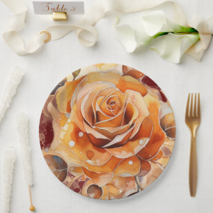 Prato De Papel Peach Fall Rosa Watercolor