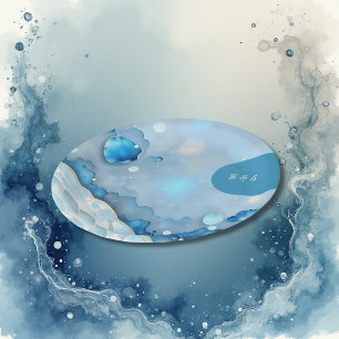 Prato De Papel Pearlescente de Abstrato de Aquarela Azul Luxurist