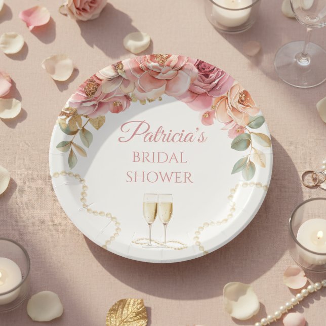 Prato De Papel Pearls & Prosecco Bridal Shower (Criador carregado)