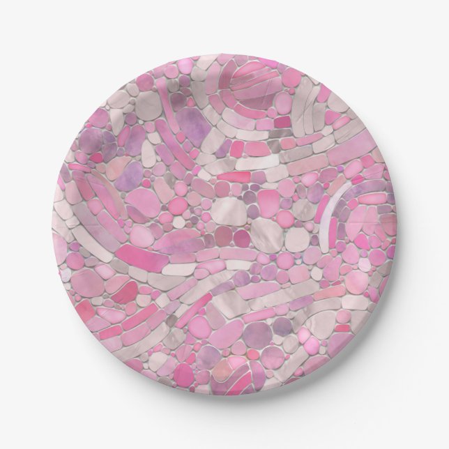 Prato De Papel Pebbles Mosaico Art - Rosa Blush Pink (Frente)