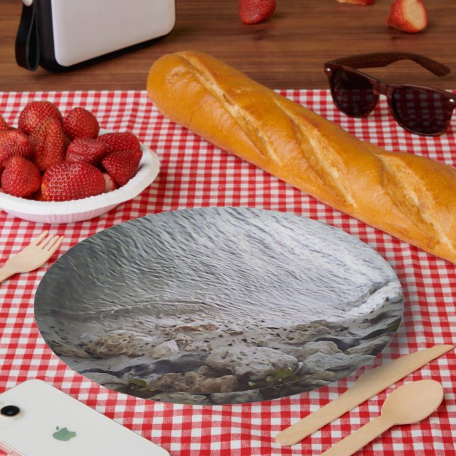 Prato De Papel Pebolhas Na Praia (Piquenique)