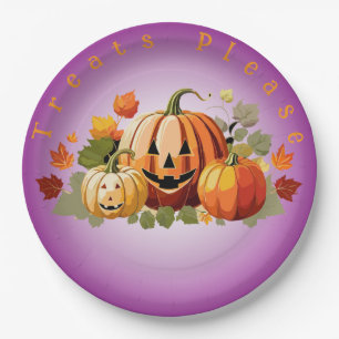 Prato De Papel Pedaço de Abóbora de Halloween Personalizável