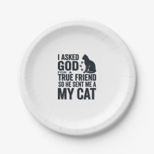 Prato De Papel Pedi a Deus um Amigo Verdadeiro Meu Gato Design Vi