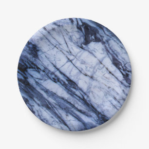 Prato De Papel Pedra de Mármore Azul e Branco Moderno Chic
